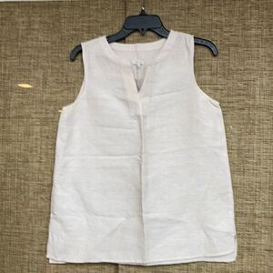 Talbots linen blend sleeveless woven top in natural linen color